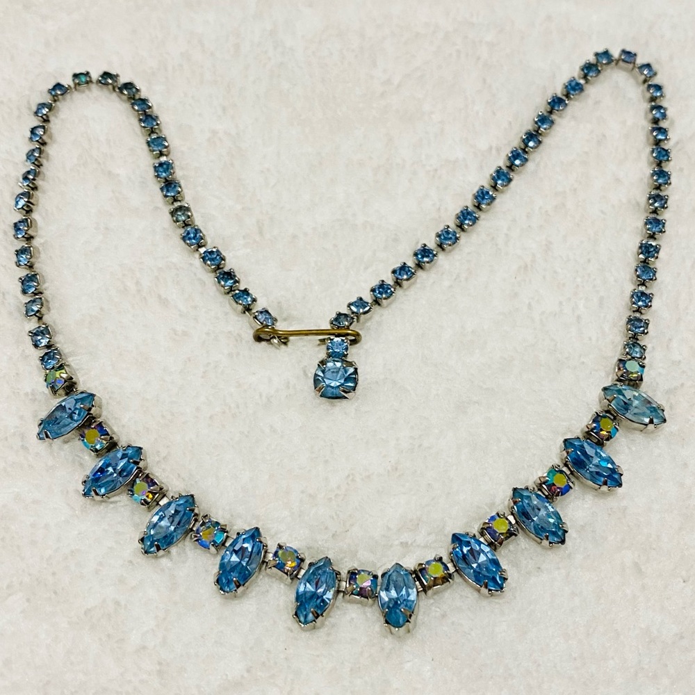 Vintage Blue Rhinestone Necklace